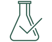 Icon for An icon of a lab flask with a checkmark over it